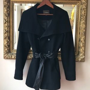 Cole Haan belted wrap wool coat
